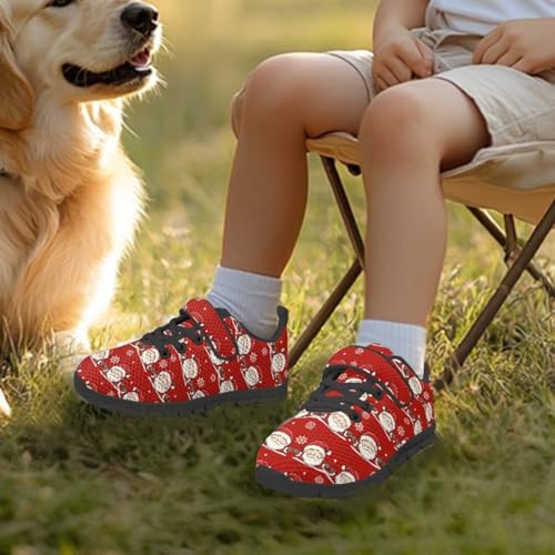 Christmas Santa Claul Pattern Girls Shoes Non Slip Lightweight Breathable Comfortable Sport Walking Athletic Running Tennis Sneakers (Little Kid)3