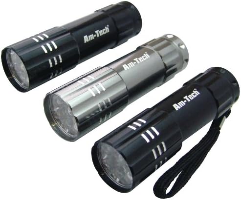 Amtech 9 LED Aluminium Light with Batteries (Pack of 3)