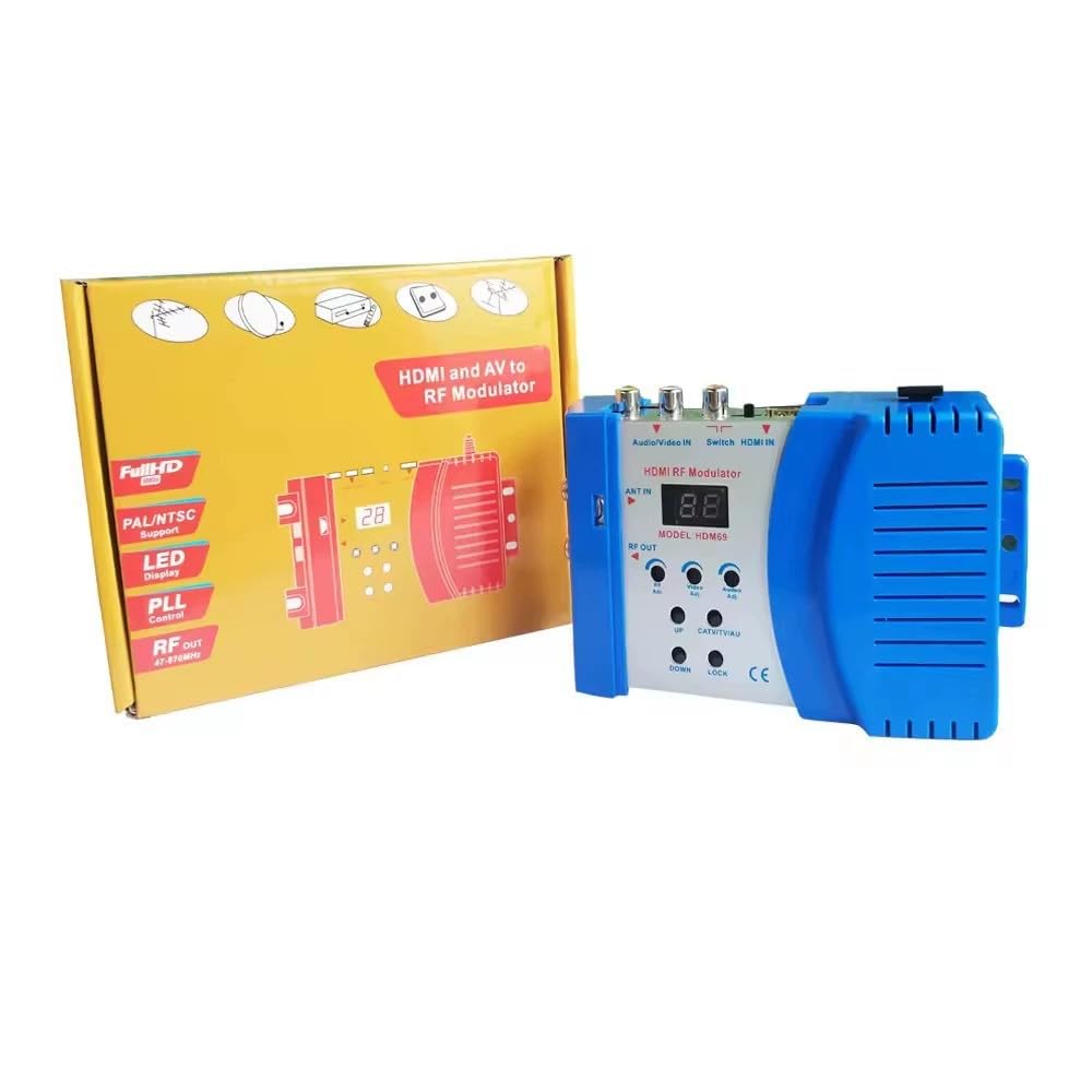 Modulator HDMI na RF HDM69, Konwerter AV na RF/Modulator CVBS RCA HDMI na RF, Złącza żeńskie F do telewizora domowego, przełącznika audio-wideo