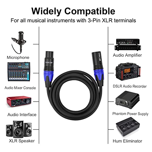 XLR Cables for Microphone 25 Feet 10 Pack - Pro Balanced XLR Patch Audio Cables 3-Pin XLR Male to Female
