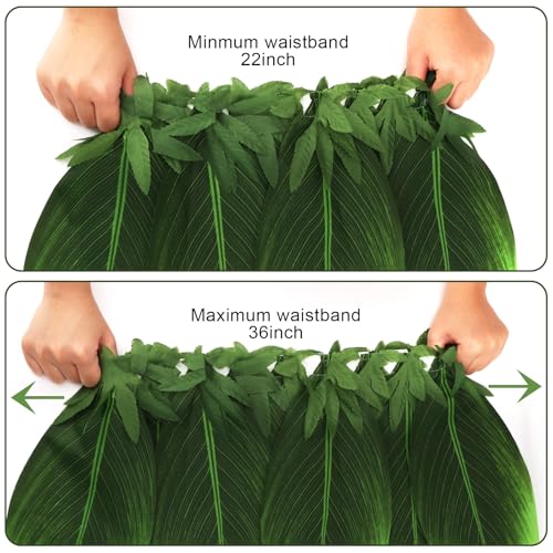 Leaf Skirt Grass Hula Skirts for Adults Kids Green Leaf Leis Bracelets Headband Hawaiian Luau Outfits Women Loau Party Adult4