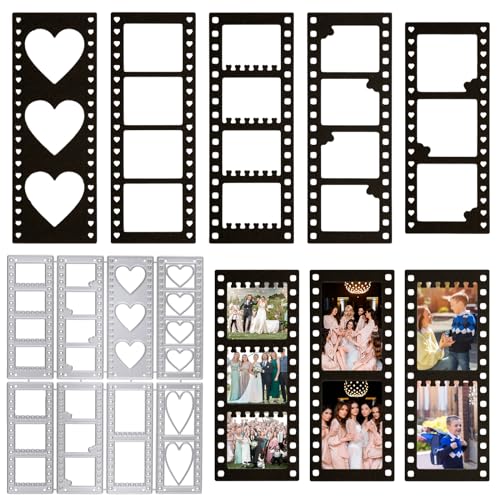 BETESSIN 8pcs Troquel Marco Foto, Troquel de Corte Manualidad para Foto Vintage, Troquel de Scrapbooking Recorte Álbum en Diseño de Corazón, Troquel de Metal Plantilla para Foto Tarjeta Sobre DIY