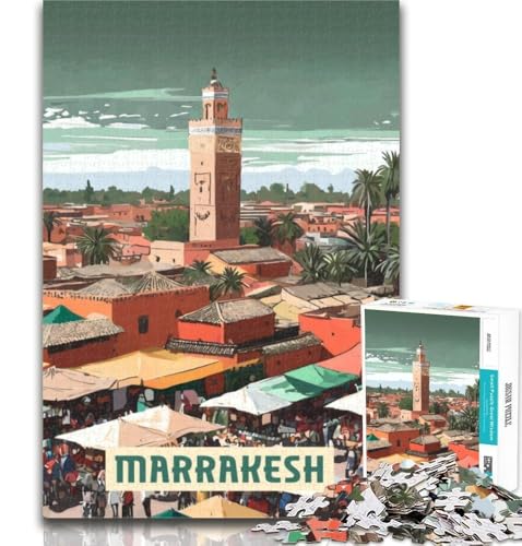 Rompecabezas de Marrakech de 1000 Piezas para Adultos y Adolescentes, Ideal para aliviar el estrés, un desafío difícil, decoración única para el hogar y Regalos, 75x50cm