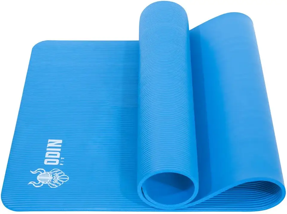 Tapete de Yoga 10mm mat pilates exercício Ioga NBR Macio 180 x 61 Odin Fit (Azul)