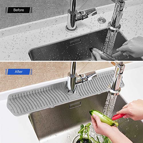 Derlights 24Inch Kitchen Sink Splash Guard, Silicone Faucet Mat Sink Water Splash Guard, Faucet Splash Catcher, Silicone Deflector Under The Faucet, Keep Kitchen And Bathroom Sinks Dry #TOP3