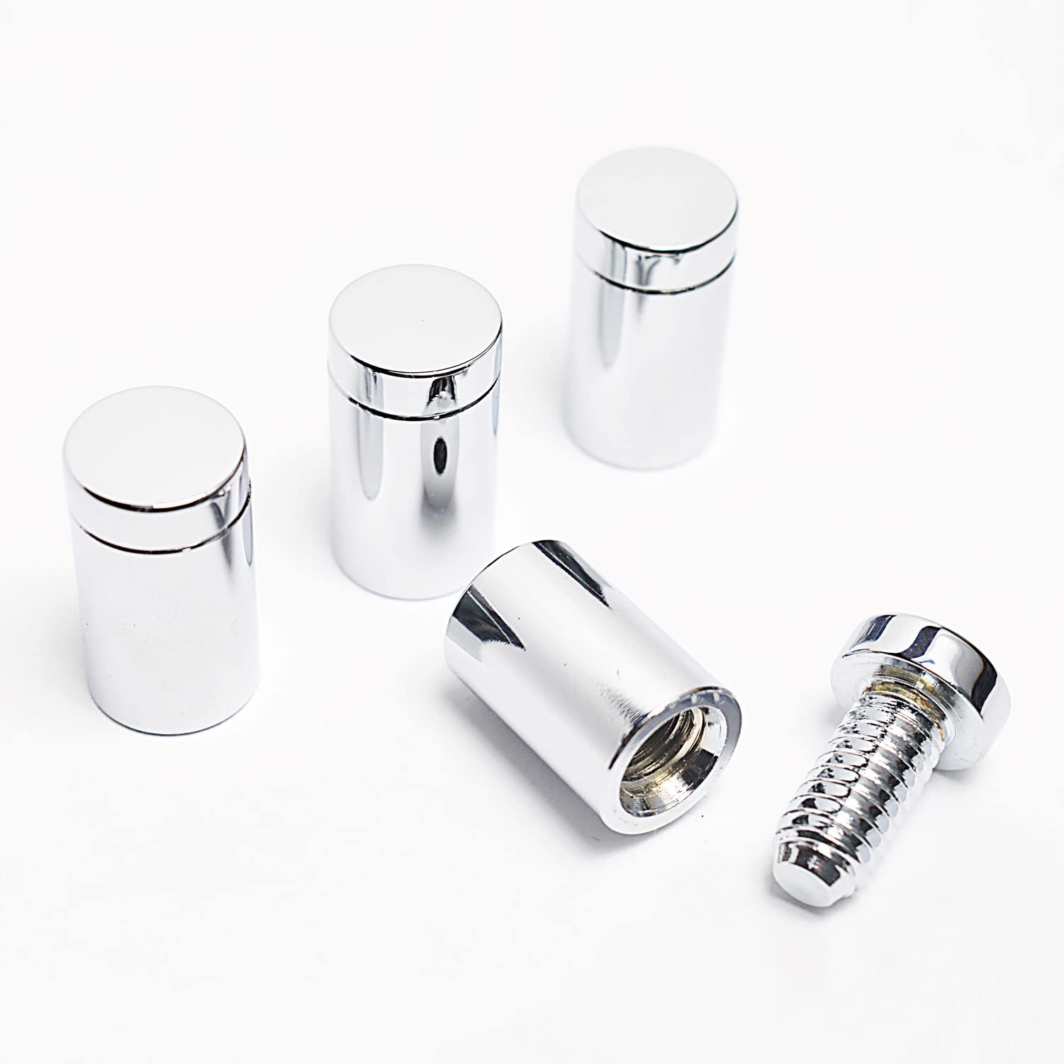 ArtToFrames 19x25mm Polished Chrome Acrylic Standoff - 4 Pack with Screws and Anchors