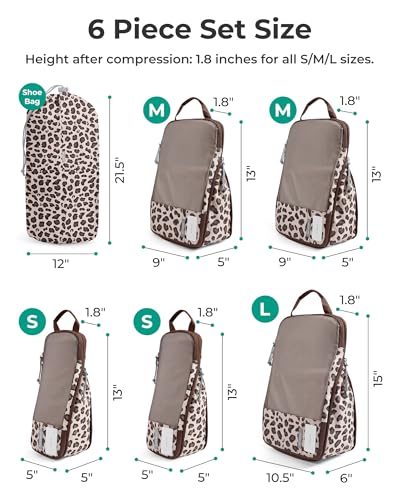 Image of BAGSMART 6 Set Compression Packing Cubes for Travel, Lightweight Luggage Organizer Bags, Durable Space Saver Bags Travel Essentials, Twilight Leopard