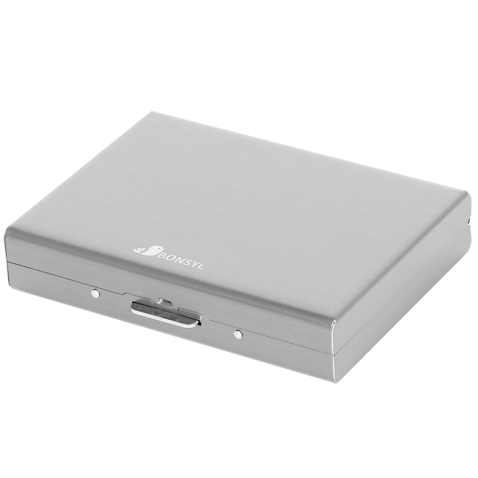 Portfel Etui na Karty Kredytowe z 10 Przegródkami, Minimalistyczny Smukły Metalowy Ochraniacz na Karty Zbliżeniowe RFID dla Mężczyzn i Kobiet. (10 Kart-Srebro)