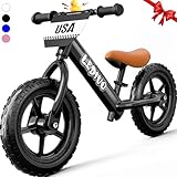 LEDIVO Toddler Balance Bike 2 Year Old, Age 18 Months to 5 Years Old, 12' Push Bicycle w/Customize Plate (4 Sets of Stickers & Toy Included), Kids Balancing Gift Bike for 3-4 yrs Boys Girls