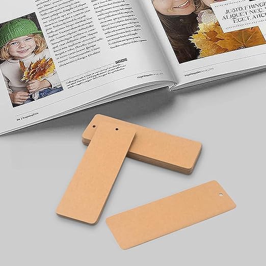 Image of CLOCKIVA Blank Wooden Unfinished Cutouts DIY Wooden Craft Bookmark Wood Hanging Gift Tags Rectangle Shape Blank Bookmark Ornaments with Holes DIY Best Gift for Readers (30)