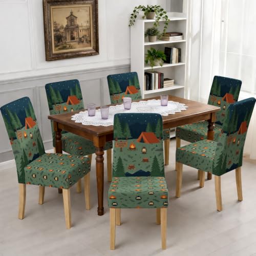 Fundas para sillas de comedor verde elastano elásticas lavables y suaves 7