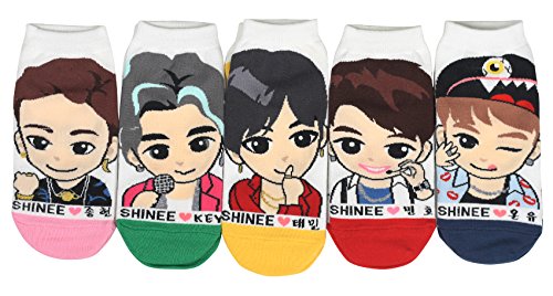 Women Kpop Shinee Cartoon Ankle Socks