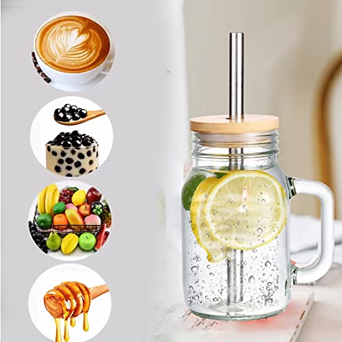 Amzfan Mason Jar With Lid And Straw, 2 Pack 20 Oz Mason Jars With Handle, Mason Jar Cups, Drinking Glasses Tumbler Reusable Boba Cups Smoothie Water Bottles For Iced Coffee, Milkshake, Smoothie, Tea #TOP1