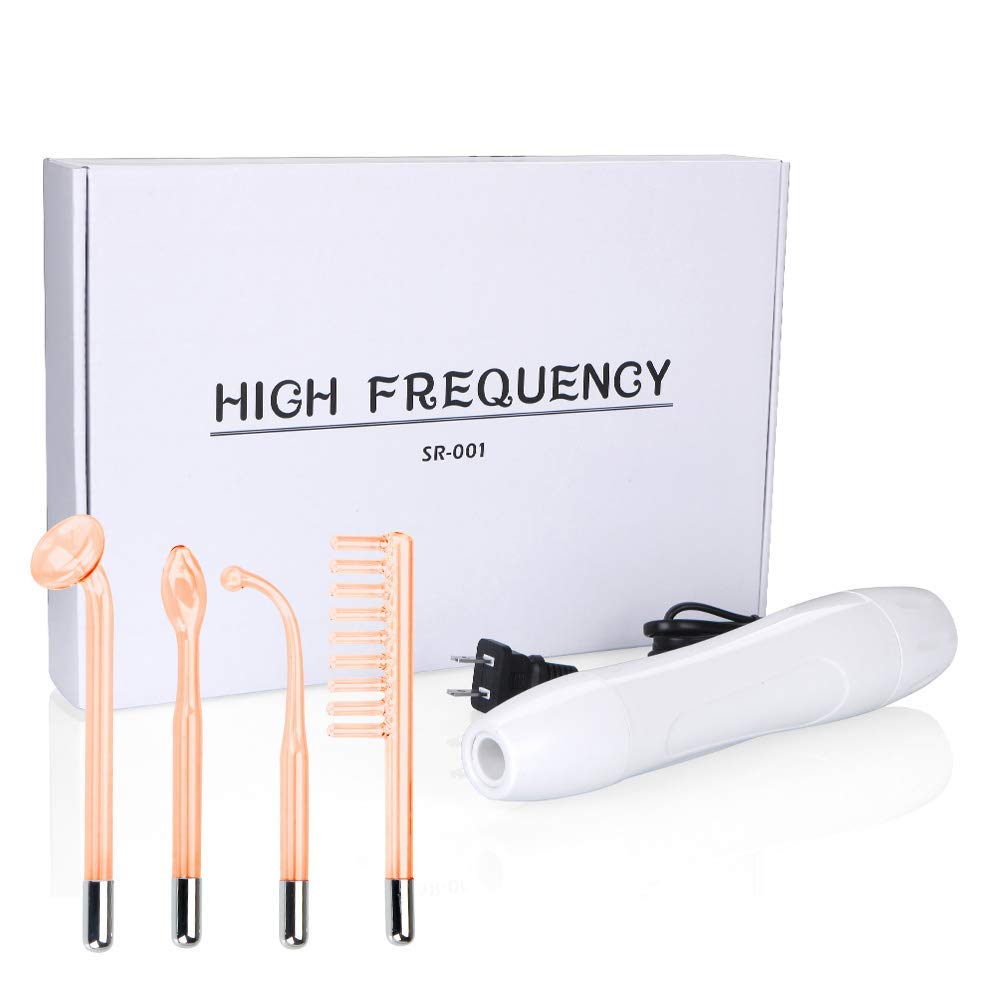 Handheld High Frequency Facial Machine w/Neon, Portable Skin Tightening Wand Skin Care Wand for Dark Circles, Puffy Eyes 4 in 1: Beauty