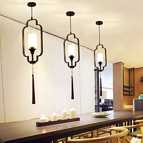 Lustre suspension e27 plafonnier en verre blanc laiteux pour table de bar - 3