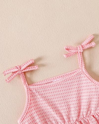 Image of Weebaby Baby Clothes Girl Toddler Summer Outfits Infant Casual Sleeveless Halter Ruffle Tank Cute Short Set Baby Clothing