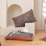 Purefair 100% Cotton Muslin Pillow Shams Set of 2 Jacquard Bohomian Mandala Floral Pillow Covers, Soft 3 Layers Gauzy Reversible Pillow Protectors, 20'x30'