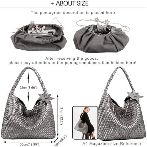 Image of Woven Tote Bag for Women, Shoulder Handbags, Beach Hobo, Handwoven Satchel Underarm Bag, Top-Handle Bag With Purses