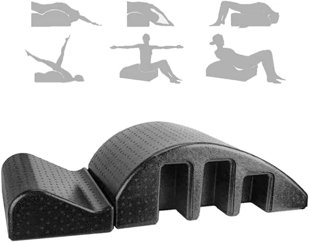 HLY Black Pilates Massage Bed, Detachable Yoga Spine Corrector，Stretcher Spinal Orthosis Equipment Relax Stretcher, for Lumbar Support Spine Back Curve