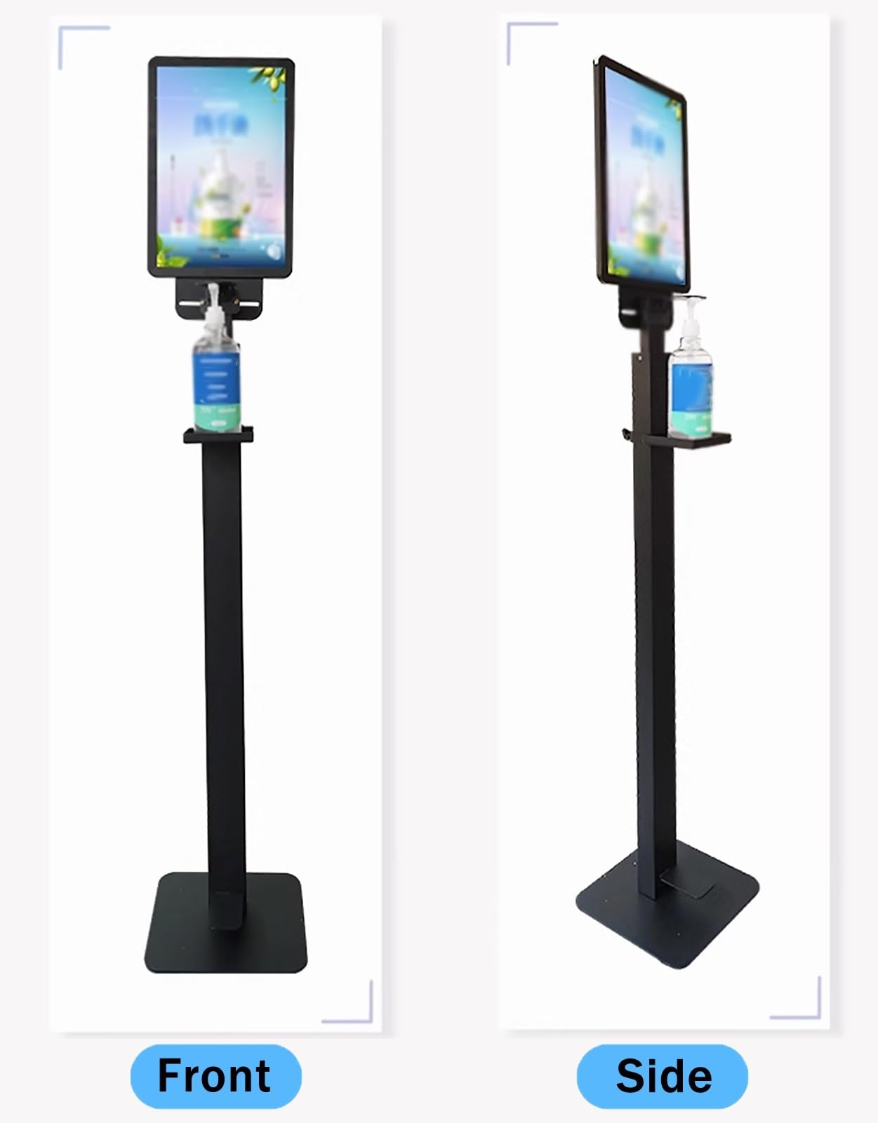 dispenser gel disinfettante Ospedale Distributore di sapone per le mani senza contatto con cartello, altezza regolabile Area pubblica Distributore di disinfettante per le mani