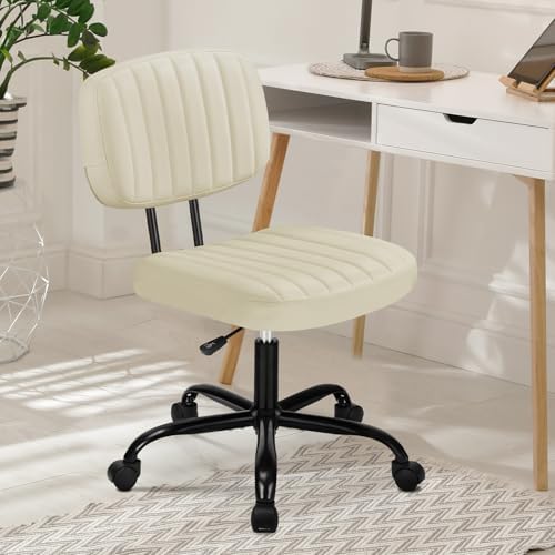 DUMOS Armless Home Office Desk Chair -Small Ergonomic with Low Ba...