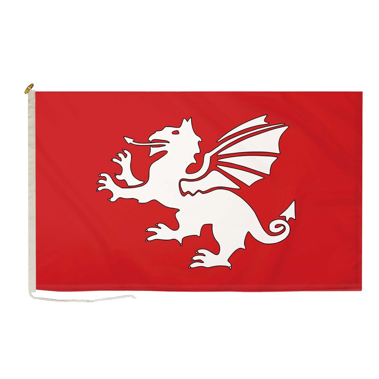 DuraFlag English White Dragon (C) Large 8ft x 5ft Rope and Toggled 250 x 150 cm Premium Quality Flag