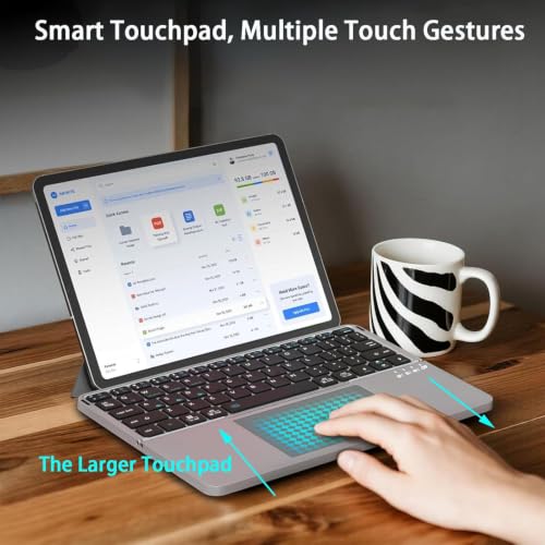 Image of MICROWARE Foldable Wireless Bluetooth Keyboard with Touchpad, Portable Travel Keyboard, Compatible with MacBook, iPad, Tablet, and Laptop, Rechargeable