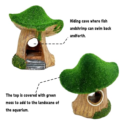 Tfwadmx Aquarium Decoration House Resin Hollow Hideout House Moss Cave Betta Fish Log Ornament Tank Hideaway Accessories for Mini Small Fish Shrimp
