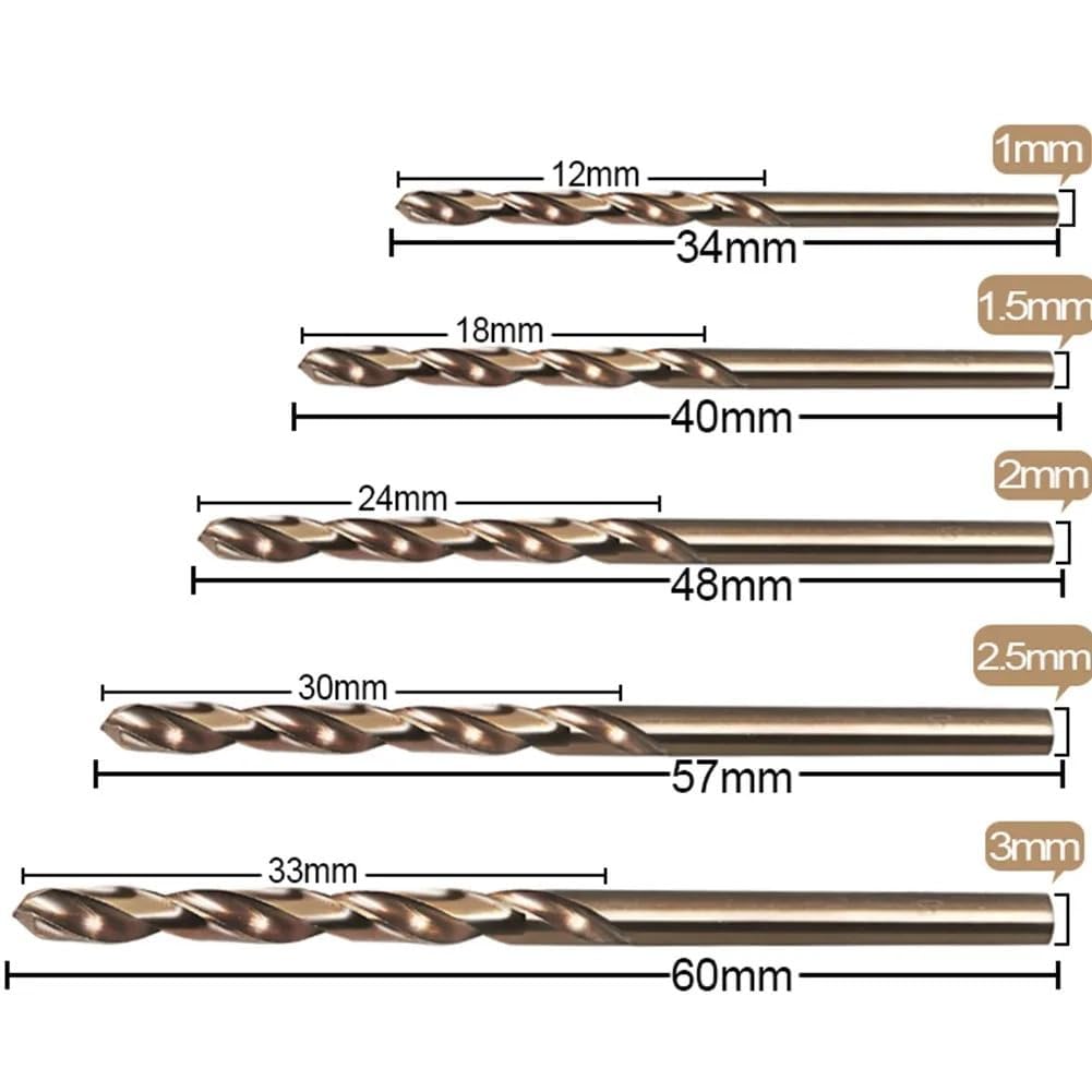 Foret hélicoïdal, 10 Pièces 1-3mm Forets Au Cobalt, Jeu De Forets Hélicoïdaux M35 HSS for Métal Dur, Etc.