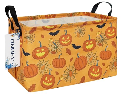 Image of Rectangular Halloween Basket Pumpkin Box Trick or Treat Gift Basket Halloween Party Cute Storage Box Organization Box Room Decoration (Halloween Pumpkin)
