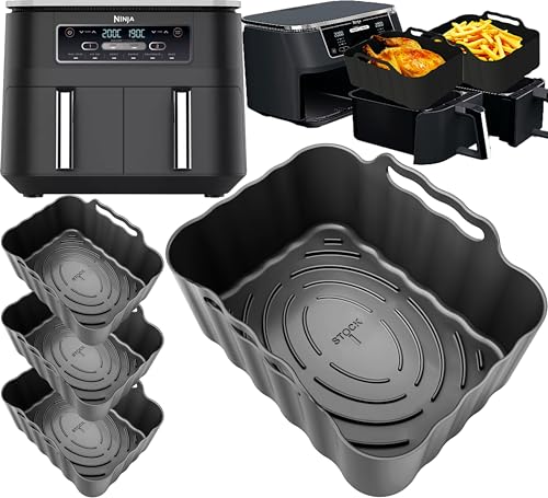 Ninja AF300UK Lot de 4 doublures en silicone | 2,5 mm d'épaisseur, base convexe, antiadhésif et passe au lave-vaisselle | Revêtements réutilisables en silicone de 7,6 L | Ninja AF300UK iStock Ltd