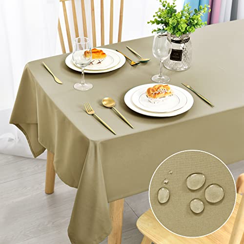 DWCN Khaki Tischdecke 150x200cm Fleckschutz Abwaschbar Tischwäsche Wasserdicht Tischtuch für Esszimmer, Garten, Party, Hochzeiten oder Haushalt