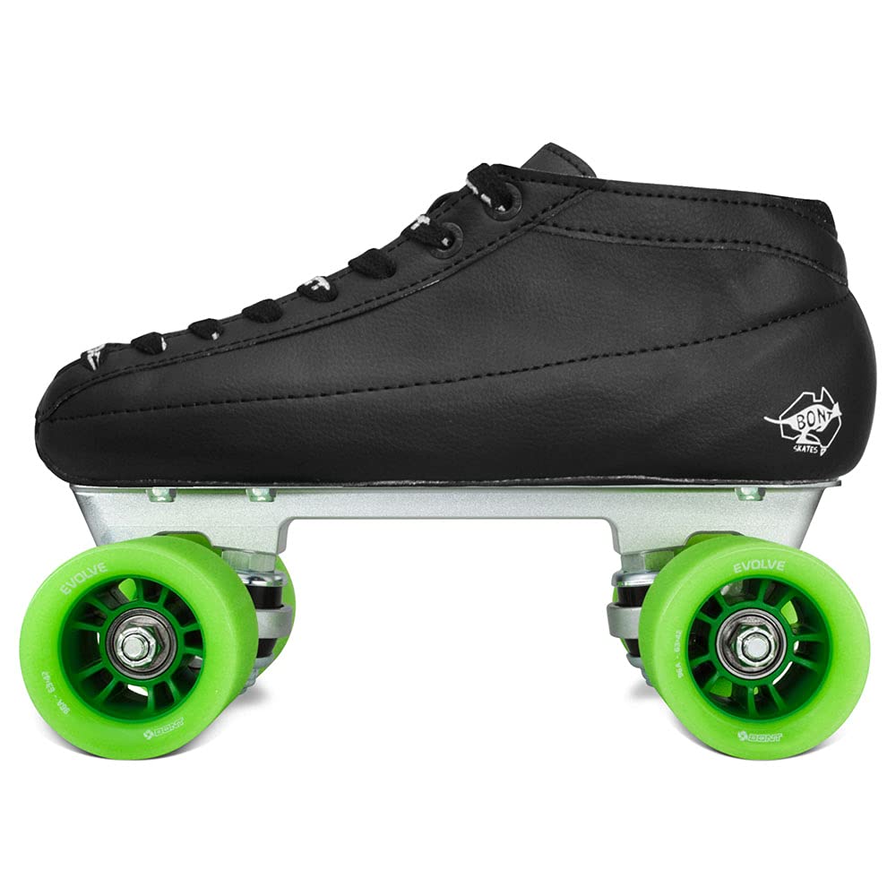 Bont Roller Skates - Black Racer Quad NTS Speed Skates - 100% Vegan (6.5/38.5)