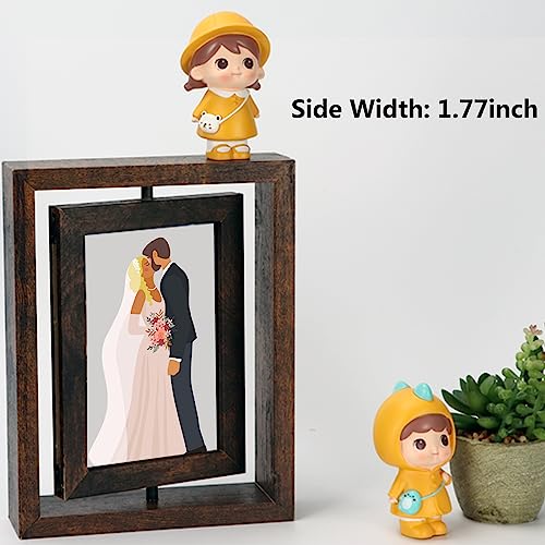 Exyglo 2 Pack 4X6 Rustic Rotating Floating Picture Frames, Photo Frames For Vertical Or Horizontal Tabletop Display, Brown #TOP5