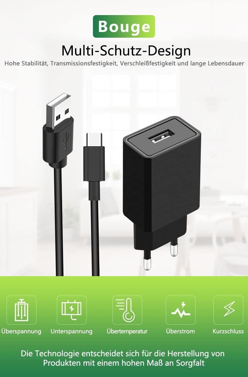 Bouge Alimentatore di rete 5 V 2 A USB C universale compatibile con iPhone, Samsung Galaxy, Huawei, LG,Blackview,e-reader,tablet bambini, giocattoli, TV box, cuffie 5 V 2 A