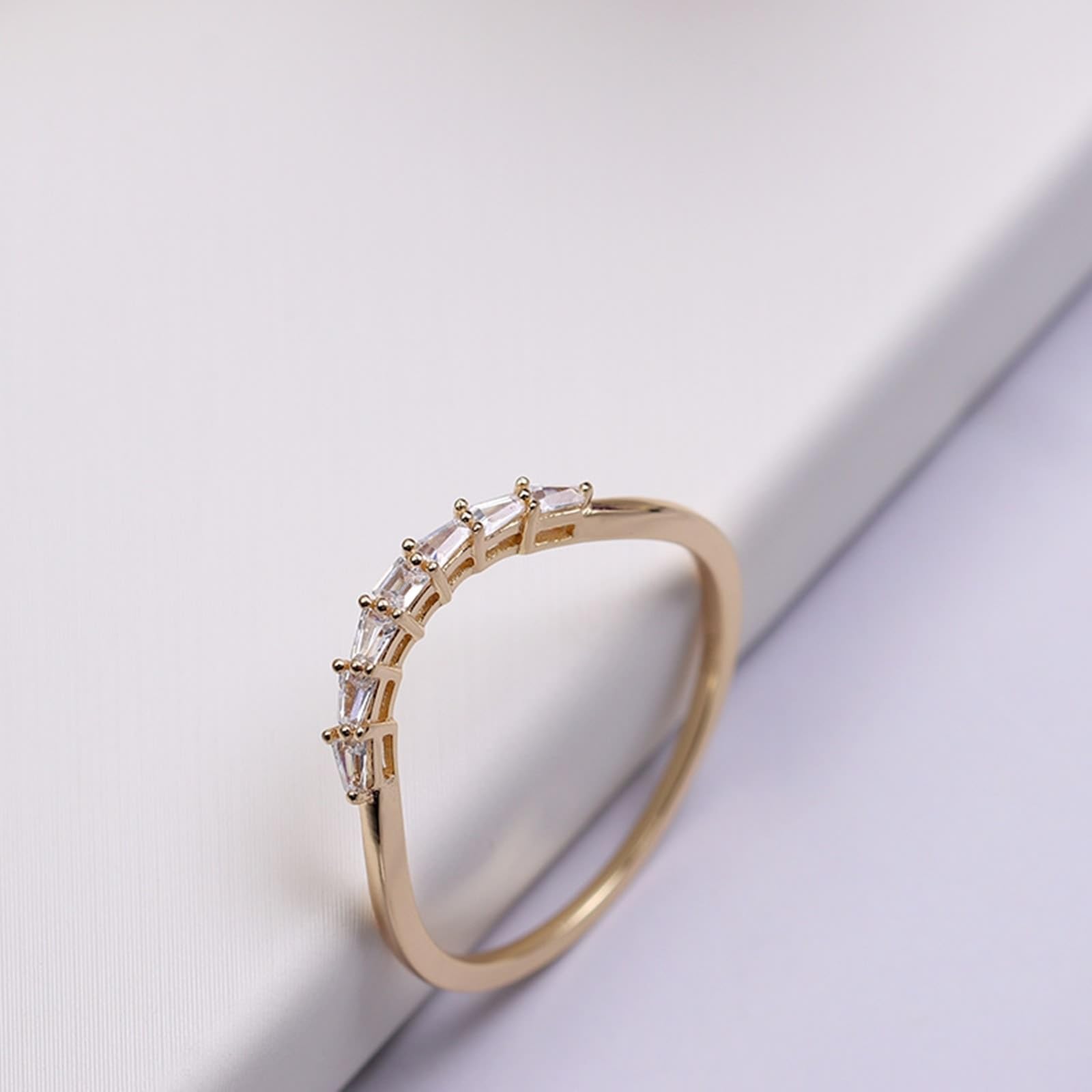Anillo de compromiso de oro amarillo Au 375/585/750, trapezoidal, moissanita, filigrana, chic