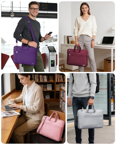 Image of Ferkurn Laptop Case Bag for Women Men Briefcase Messenger Bag, 17 17.3 Inch | Compatible with HP OmniBook Envy Omen Pavilion /LG Gram /Dell Inspiron Precision, Carrying Computer Bag 18 inch, Light Gray