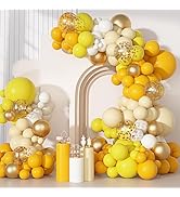 Ouddy Party Yellow Gold Balloons Arch Garland Kit, Different Sizes 18 12 10 5 Inch Mustard Pastel...