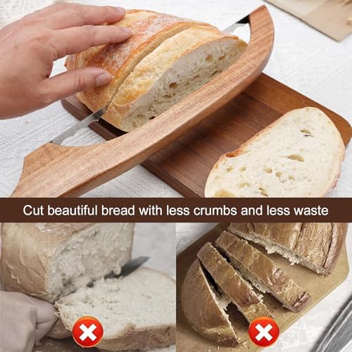 Suzmei Bread Slicer, 15.7x2.4 Inch Stainless Steel Bread Bow Saw with Bamboo Handle for Sourdough, Bagels, Baguettes - Image 6