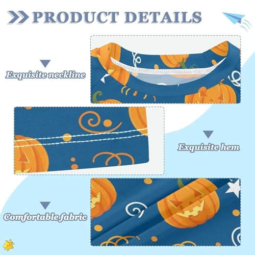 Boys Rash Guard Short Sleeve UPF 50+ Pumpkin Stars Swirls Blue Background Quick Dry Swim Shirts Swimwear for 3-12Y3