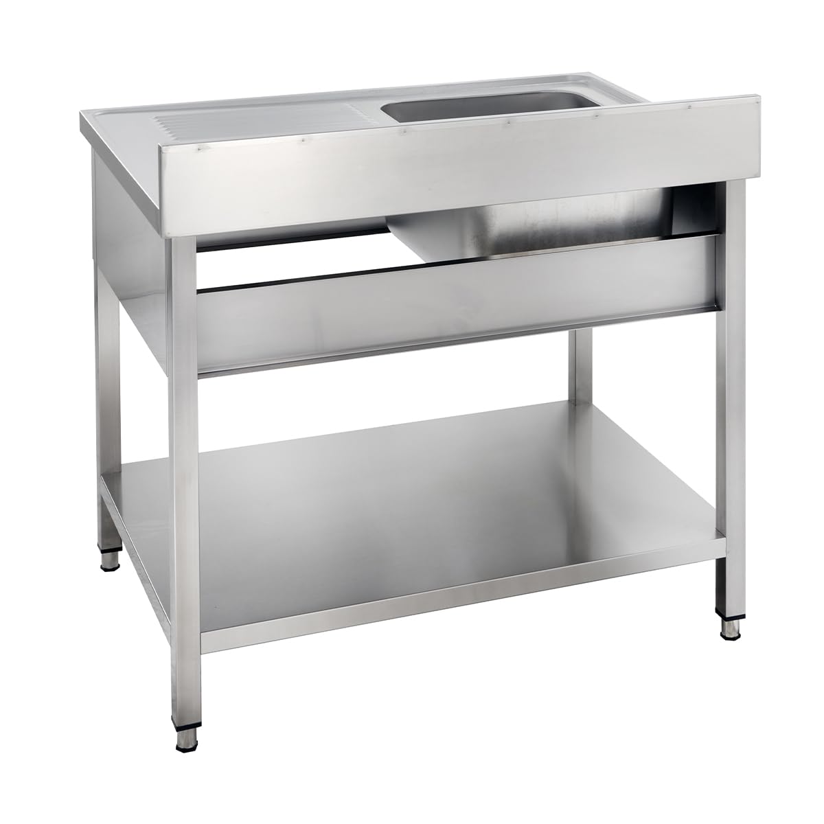 GastroHero Lavello da 100 x 60 cm, in acciaio inox, con lavello sinistro, in acciaio inox con base