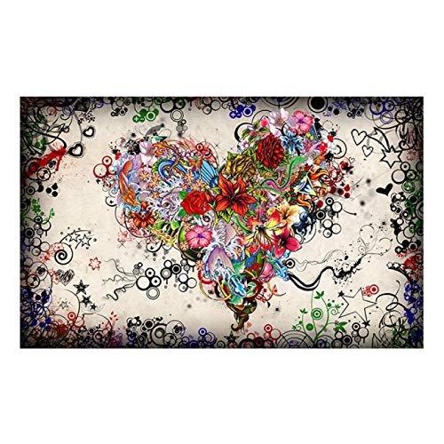 Peinture fleurs abstrait coloré pour salon moderne toile vintage 60x80 cm