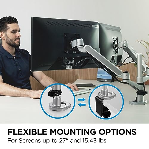 Image of ViewSonic LCD-DMA-002 Spring-Loaded Monitor Desk Mounting Arm for 2 Monitors up to 27 Inches Each, VESA Compatible, Full Ergonomic Adjustability, 2-in-1 Mounting Base, and Built-in Cable Management