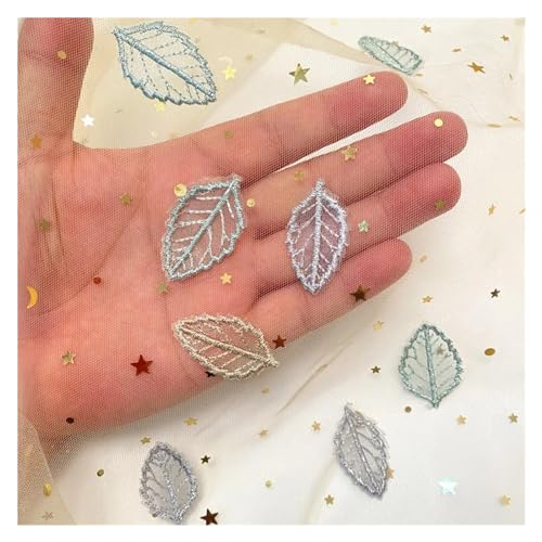 Appliques de dentelle brodées 3D vertes 20x38mm pour couture et customisation