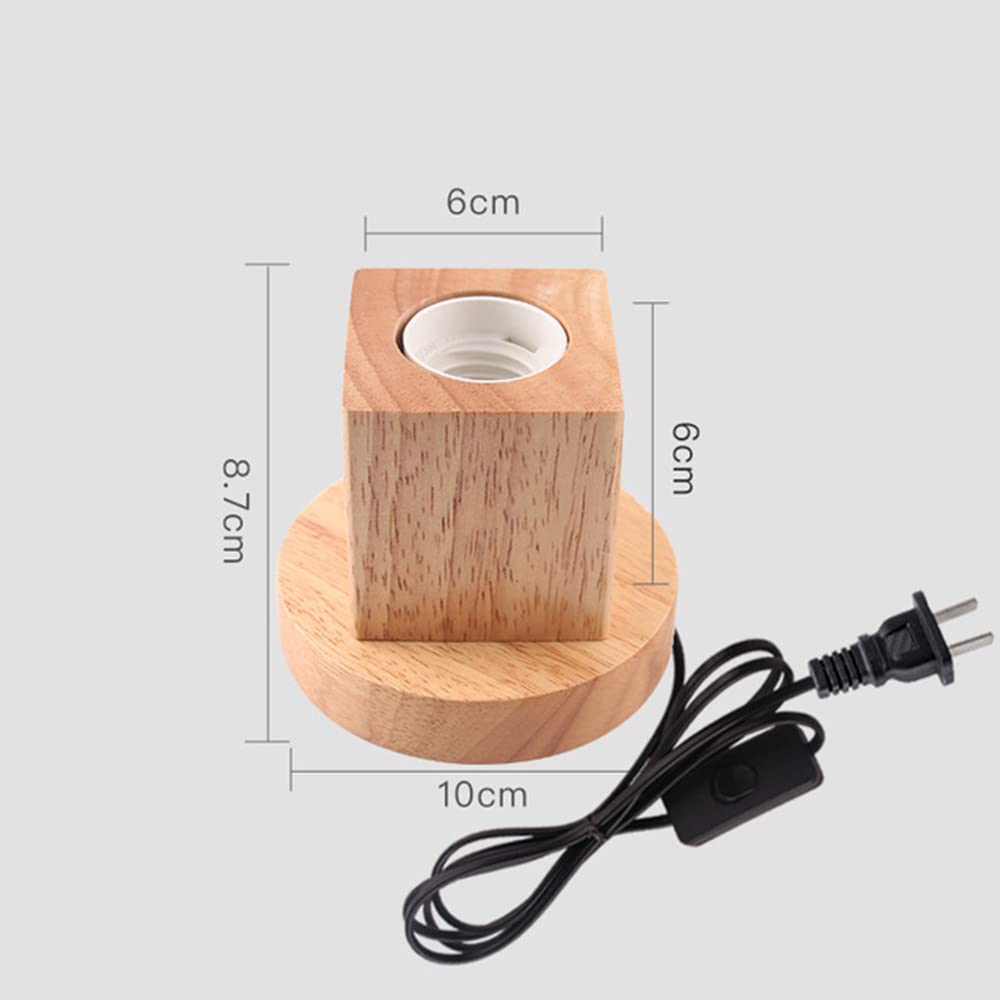 Lámparas de Escritorio Lámpara de mesilla pequeña con Base de Madera E27 60W Dormitorio salón (sin Bombilla)