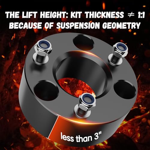 Image of 3 inch Ram 1500 Leveling Lift Kit, 3in Front Suspension Lift Kit Forged Strut Spacers for 2009-2026 Dodge Ram 1500 4WD, Dakota 2WD /4WD 2005-2007&2009-2011, CNC Machine Black Anodized