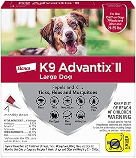 K9 Advantix II Flea and Tick Prevention for Large Dogs (21-55 Pounds), 4 Pack