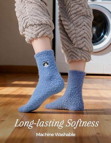 Image of TEHOOK Warm & Cozy Gifts for Women, Fluffy Fuzzy Plush Sleeping Slipper Socks - Soft Warm Fabric