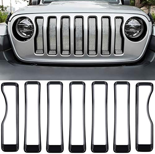 Royalo Black Front Grill Inserts Guards Grille Cover Trim for Jeep Wrangler JL Sport/Sports (Pack of 7)