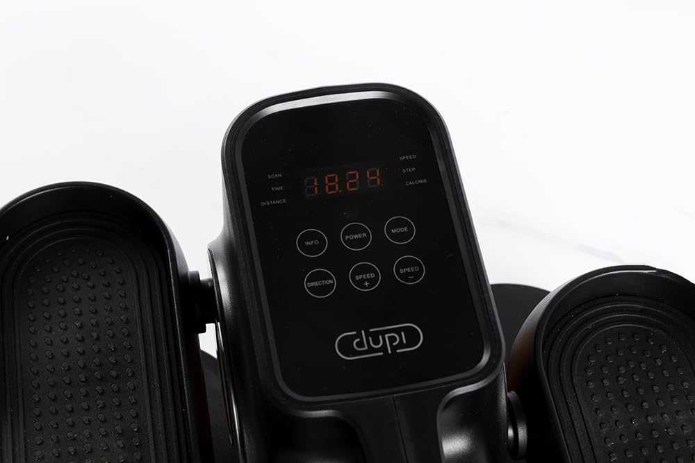 DUPI Mini Elíptica Pedales Eléctricos Portátil | Ejercitador para Personas Mayores | Pantalla LCD | Control Remoto | Pedales Antideslizantes, Compacto, Metal